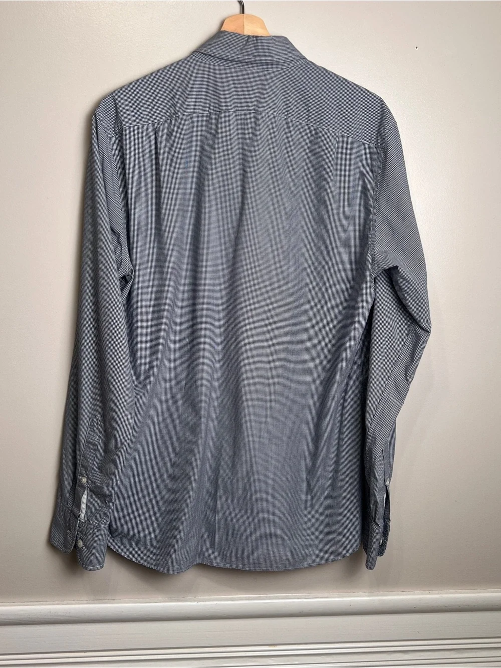 J. Crew Slim Mens Medium, Blk & White Checkered Button Down Shirt, EUC